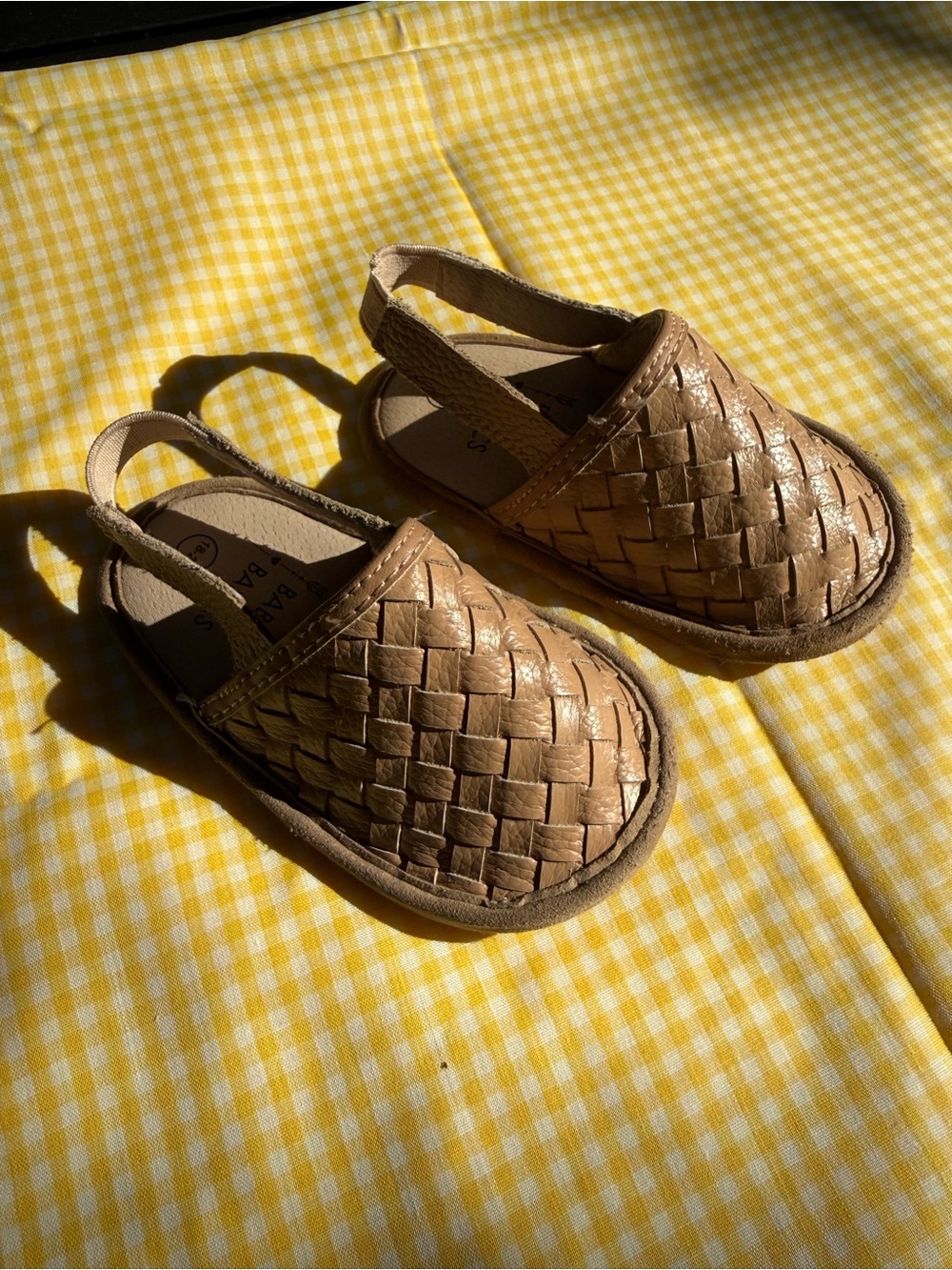 Kids Woven Slingback Moccasins - Tan